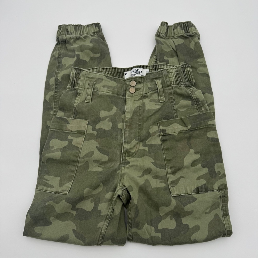 Hollister Ultra High-Rise Skinny Joggers Green Camo Stretch XS Gorpcore